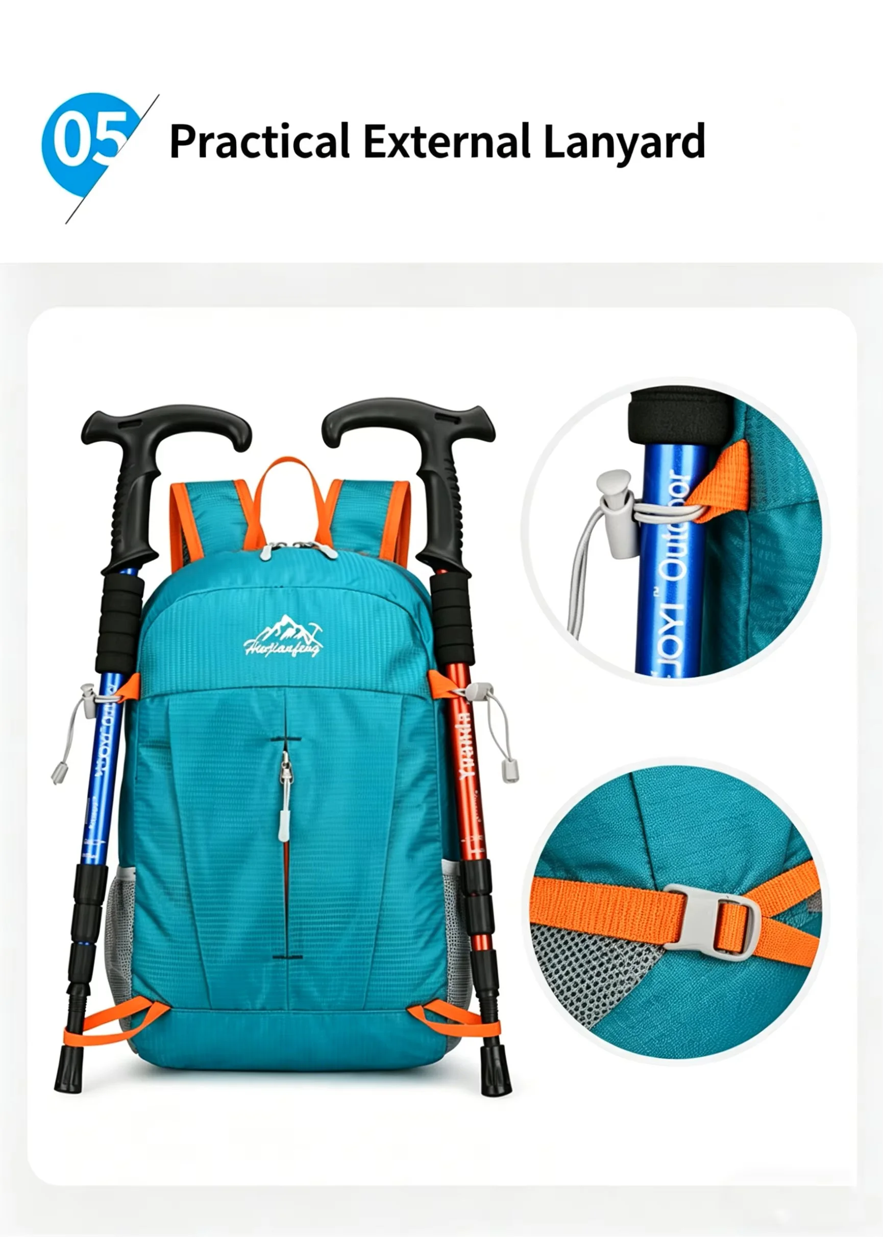 Qianzhuo Large Capacity 20-35L Lightweight Backpack Zipper Waterproof Polyester Outdoor Sports Travel Fashion Anti-Theft Folding