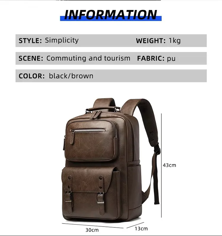 Fashion leather backpack for men 7