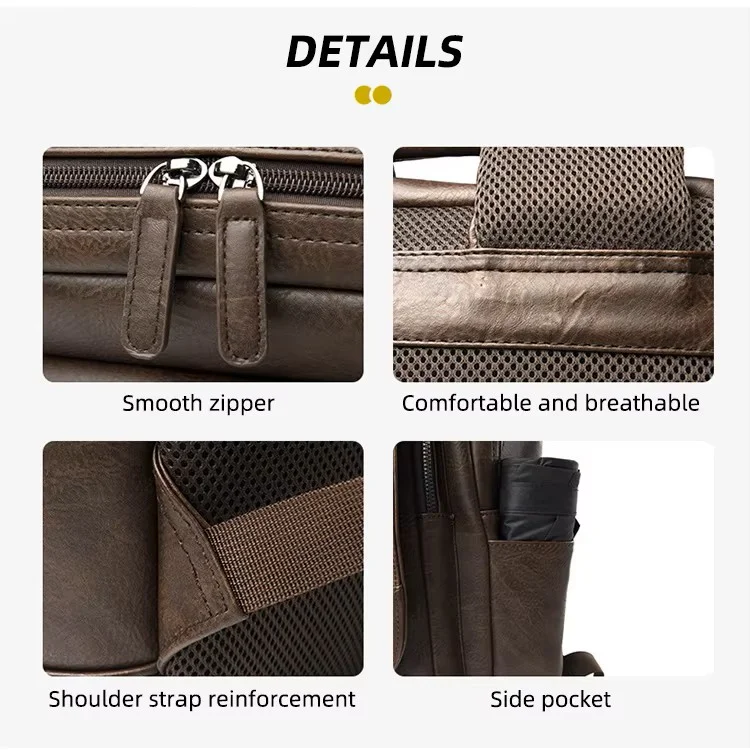 RMOVE Luxury Business PU Leather Backpack Men Waterproof Large Capacity Laptop Bag Travel Computer Backpack for Men
