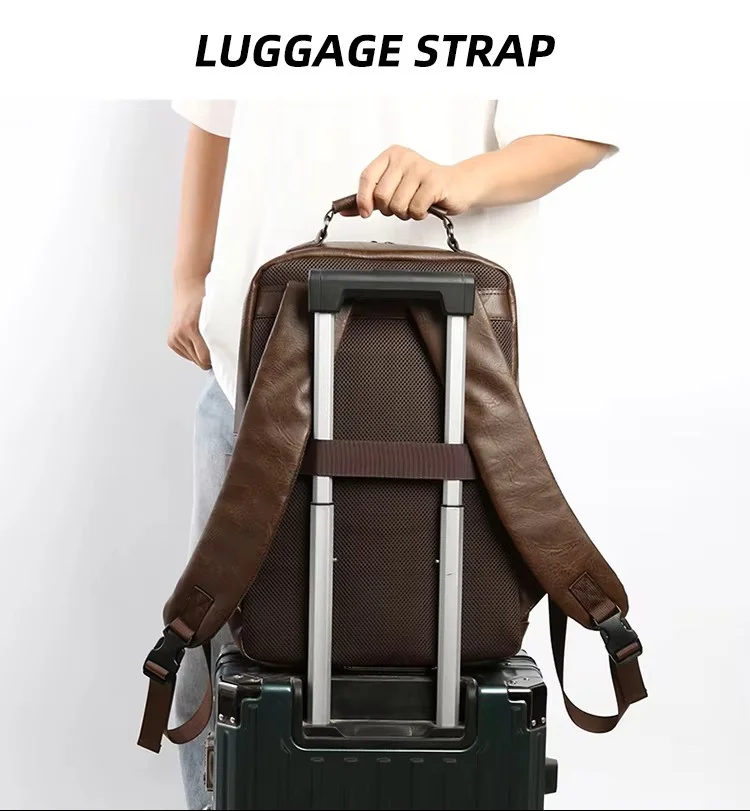 Fashion leather backpack for men 6