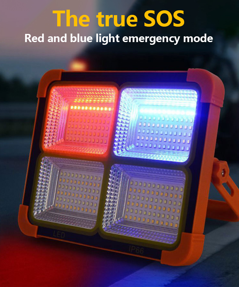 Garage Warehouse Sports Stadiums Camping Working Lighting 100W Emergency Portable Solar Floodlight Rechargeable Led Flood Light