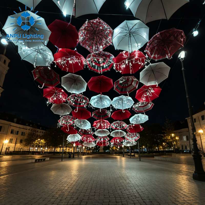 Anpu Illuminated RGB LED 100W Aluminum Umbrella String Light Canopy Decor IP65 High CRI 90 Outdoor Landscape Lighting Christmas