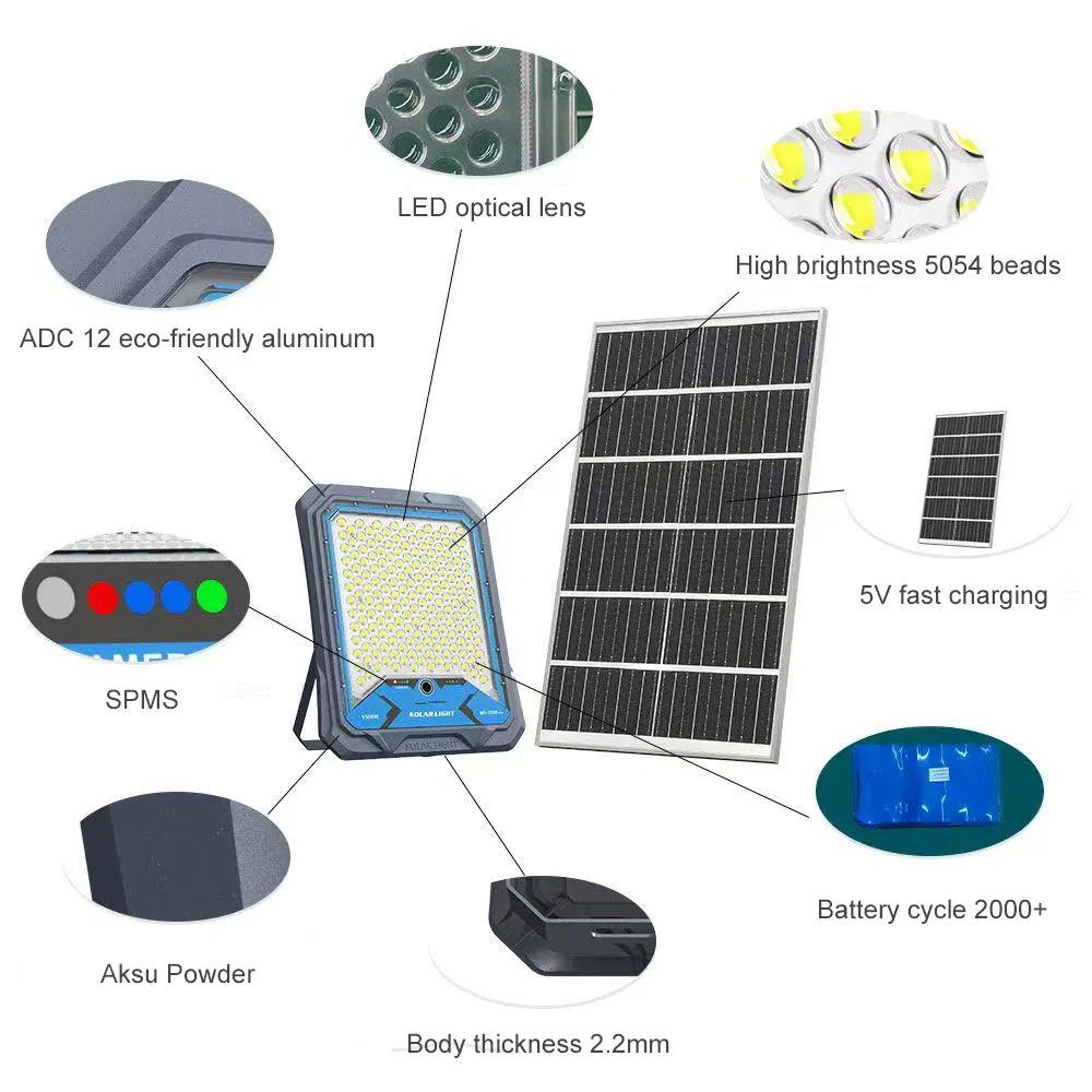 Solar Floodlight 200W-2000W All-in-One LED Solar Projector Light IP65 Waterproof Outdoor Lighting