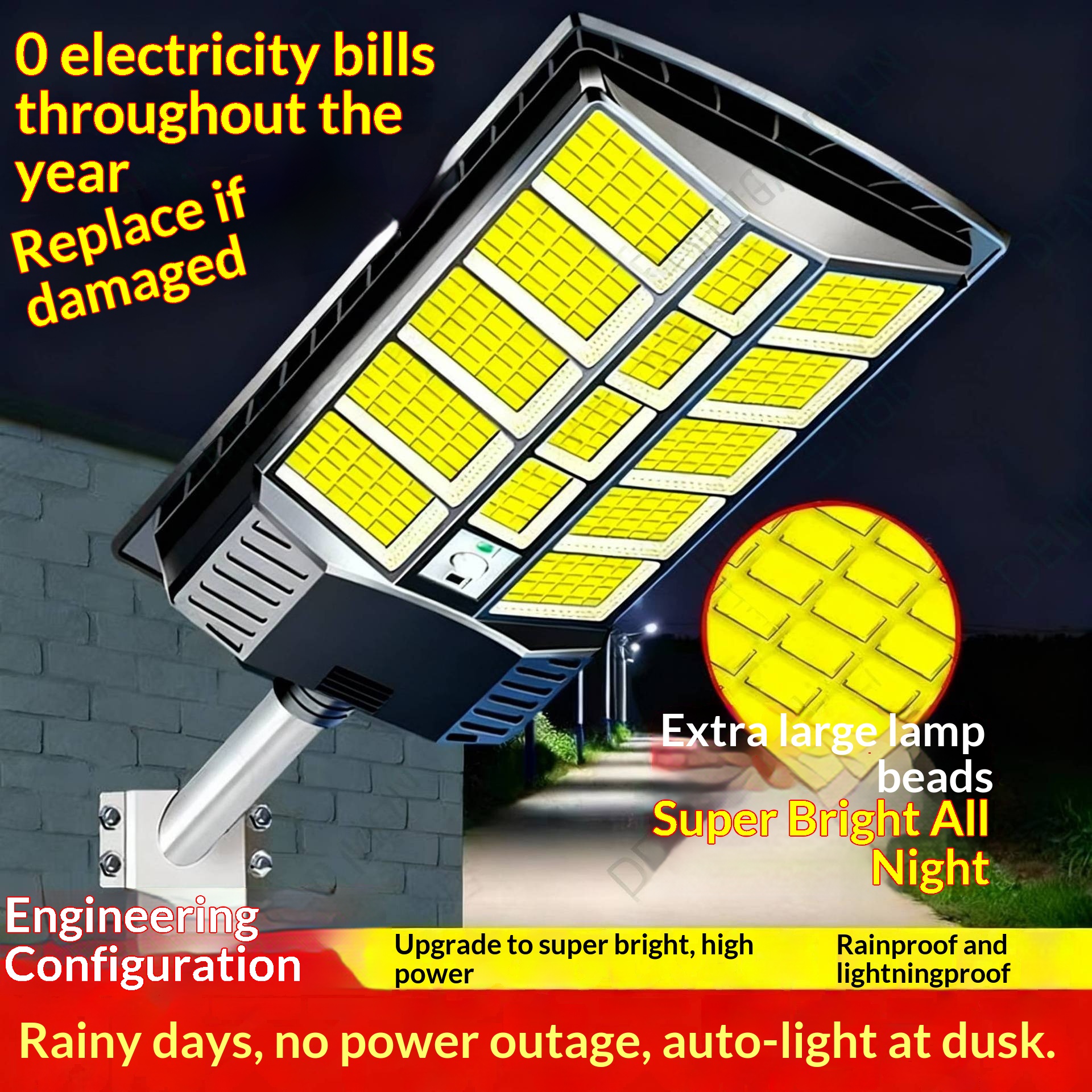 2026 New Solar Integrated Street &amp; Courtyard Outdoor Light with IP66 Rating 5000K Daylight 40000 Lumens for Garden Landscape Use