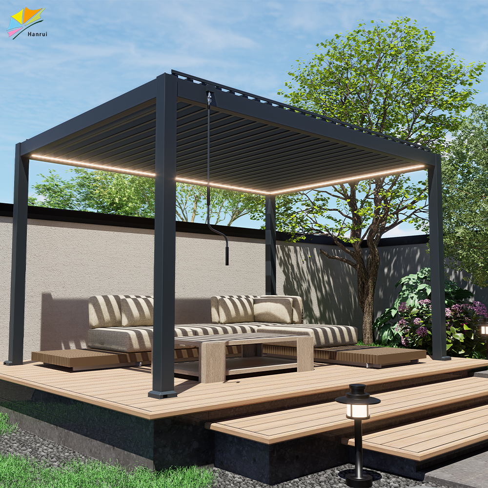 Diy Size 2x3m 3x3 4x4 5x5 5x4 4x6 6x3 M 6x4m Bioclimatica Aluminium Outdoor Pergola Motorized Roof And Automatic Screens