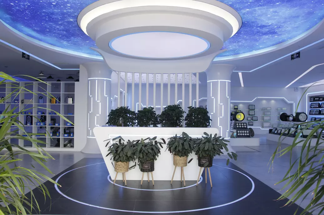 Showroom display of solar lights