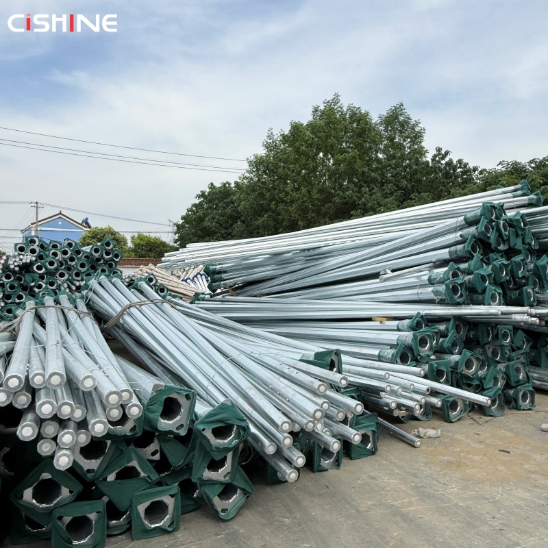 Outdoor 6m 7m 8m 9m 10m 12m Solar Galvanized Electrical Steel Octagonal Tapered Fiber Optic Street Lamp Pole Lighting Post Price
