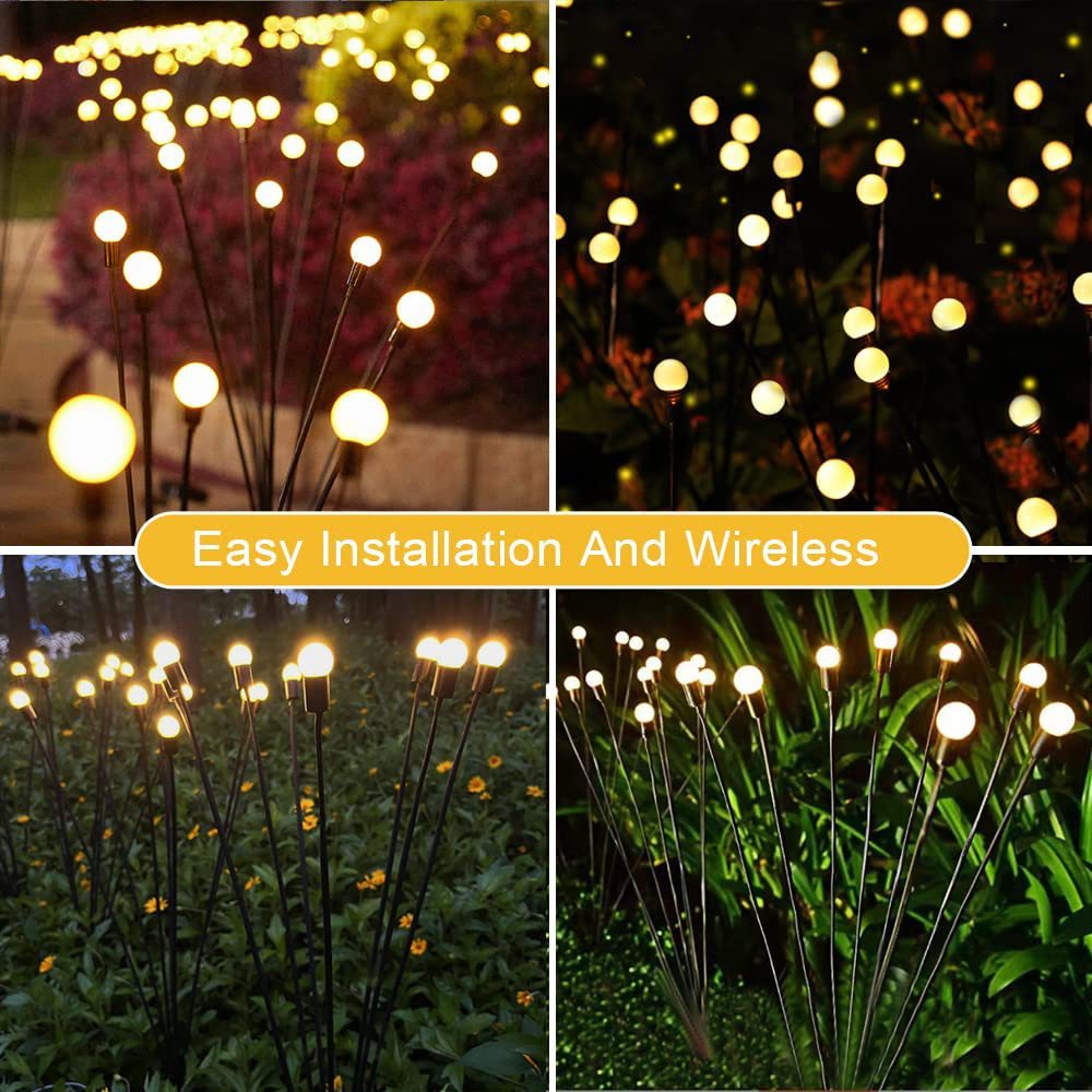 Solar Powered IP65 Waterproof LED Street Light Firefly Shaped Garden Pathway Decoration Ground Level Swaying Light Battery
