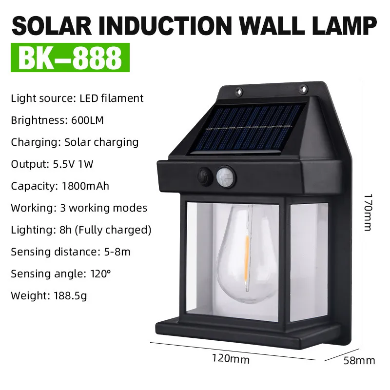 Heat-Dissipating Solar Wall Light for High-Temp Areas with Aluminum Heat Sink