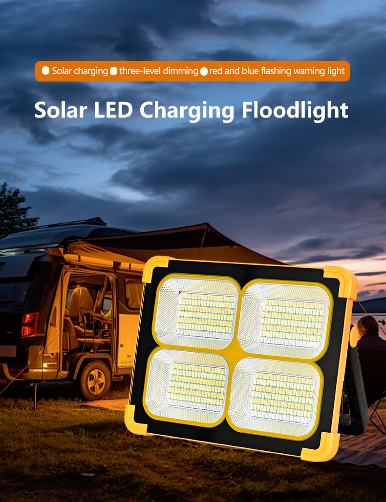 Garage Warehouse Sports Stadiums Camping Working Lighting 100W Emergency Portable Solar Floodlight Rechargeable Led Flood Light