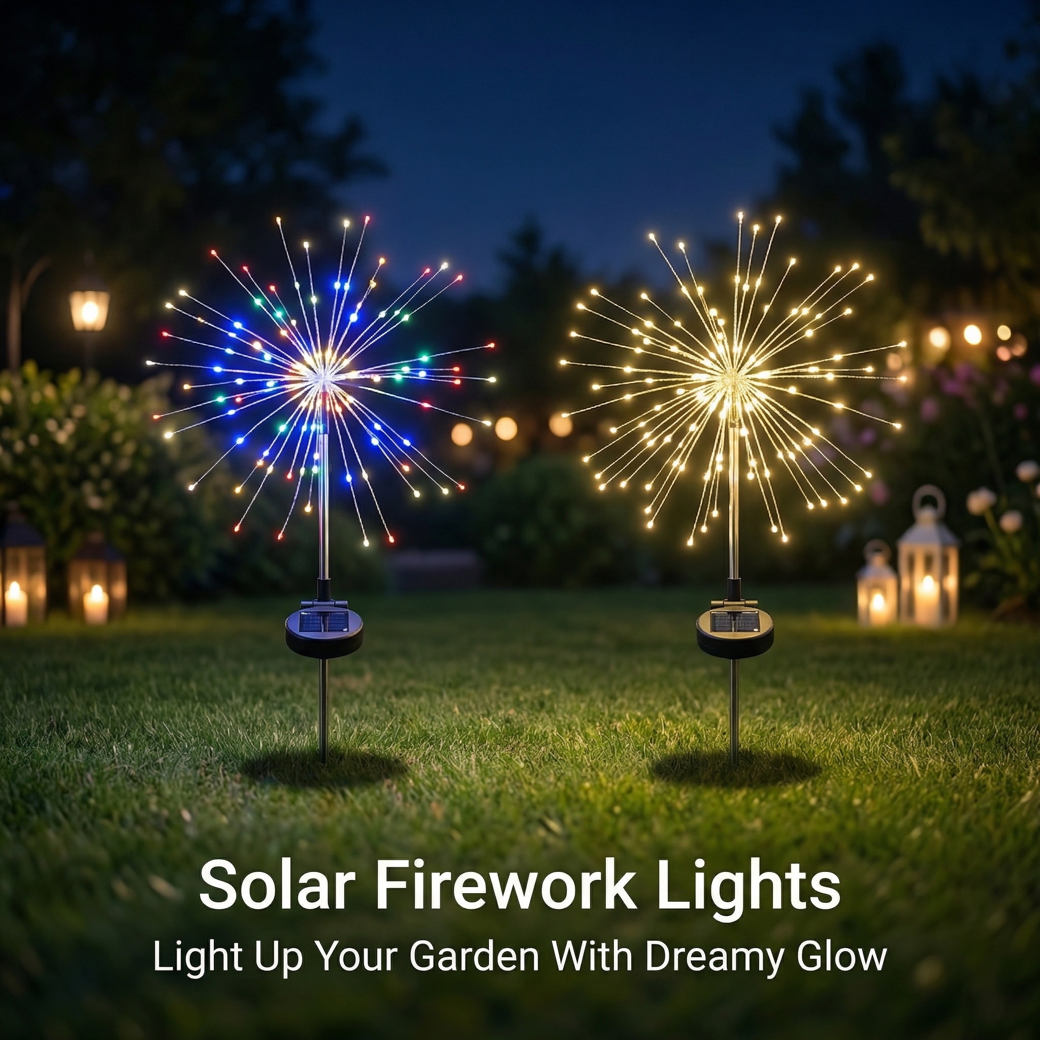 Ground Mounted Solar Firework Light Waterproof Outdoor Lamp For Lawn Patio Yard Flowerbed Landscape Decoration