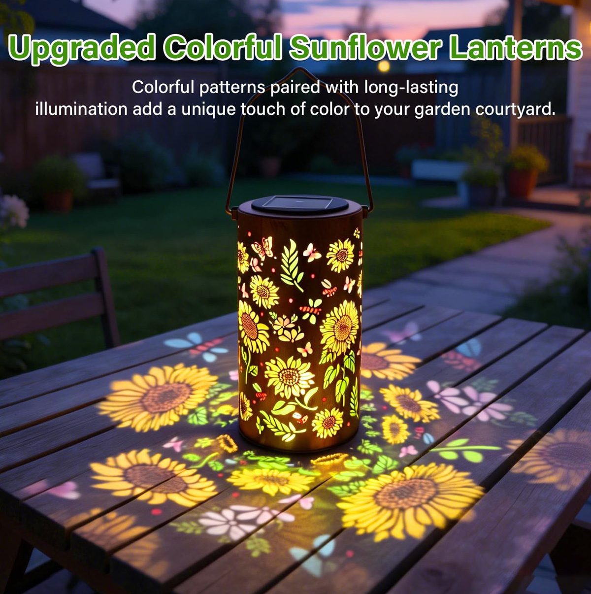 Portable Hollow Metal Solar Table Lantern Waterproof Outdoor Centerpiece Light For Desk, Patio And Courtyard With LED