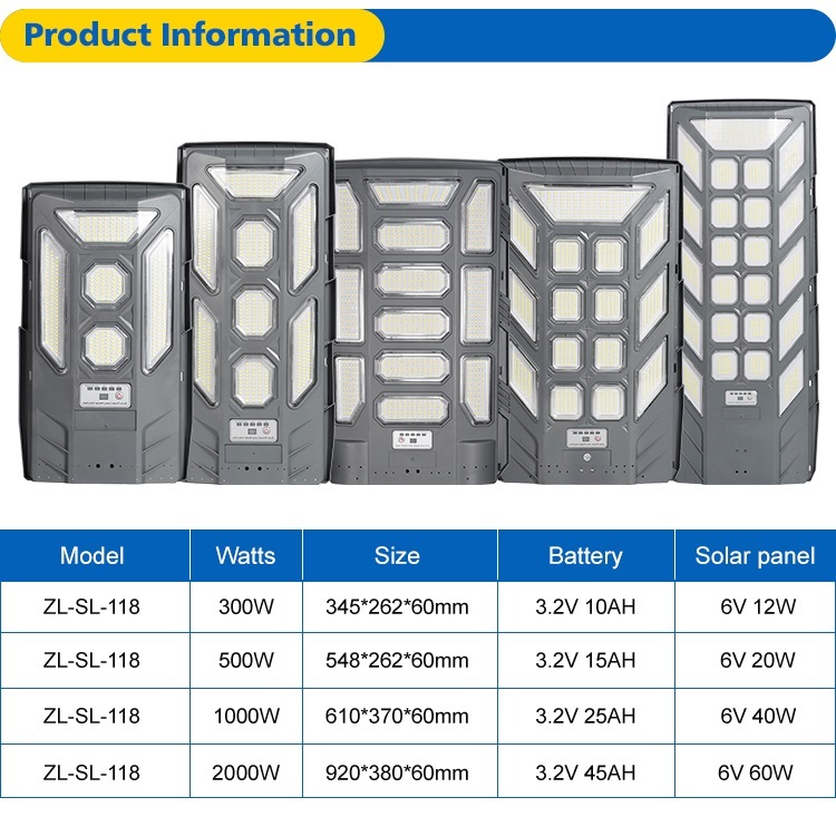Factory Price ABS Smd Ip65 Waterproof Outdoor Road Lamp 300w 500w 1000w 2000w Integrated All in One Solar Led Street Light
