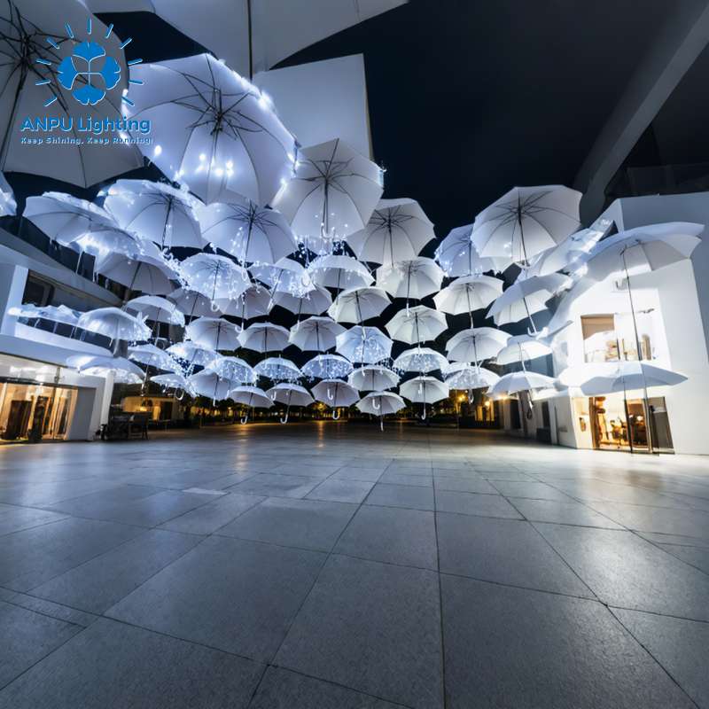 Anpu Illuminated RGB LED 100W Aluminum Umbrella String Light Canopy Decor IP65 High CRI 90 Outdoor Landscape Lighting Christmas
