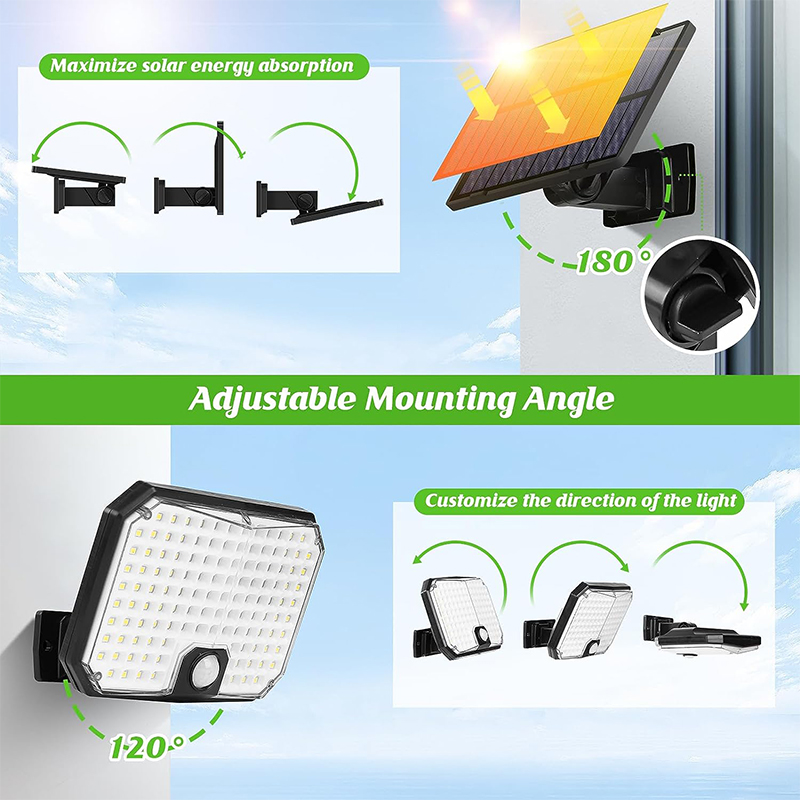 High Quality Outdoor Solar Powered Garden Wall Lamp 124LED IP44 Waterproof Motion Sensor Solar Yard Wall Light