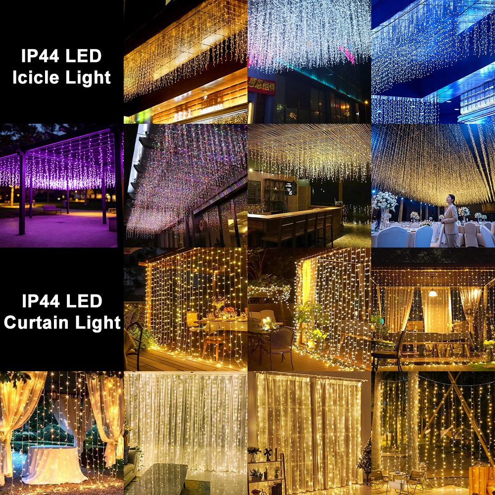 Commercial Wholesale Outdoor Landscape Garden IP44 Lights Warm White Yard Patio Holiday Connectable Decorative LED Icicle Lights