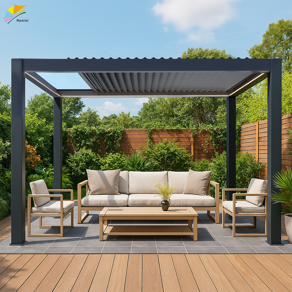 Garden Modern Bioclimatic Retractable Aluminium Profile Roof Awnings Shading Shade For Pergolas And Gazebos Outdoor