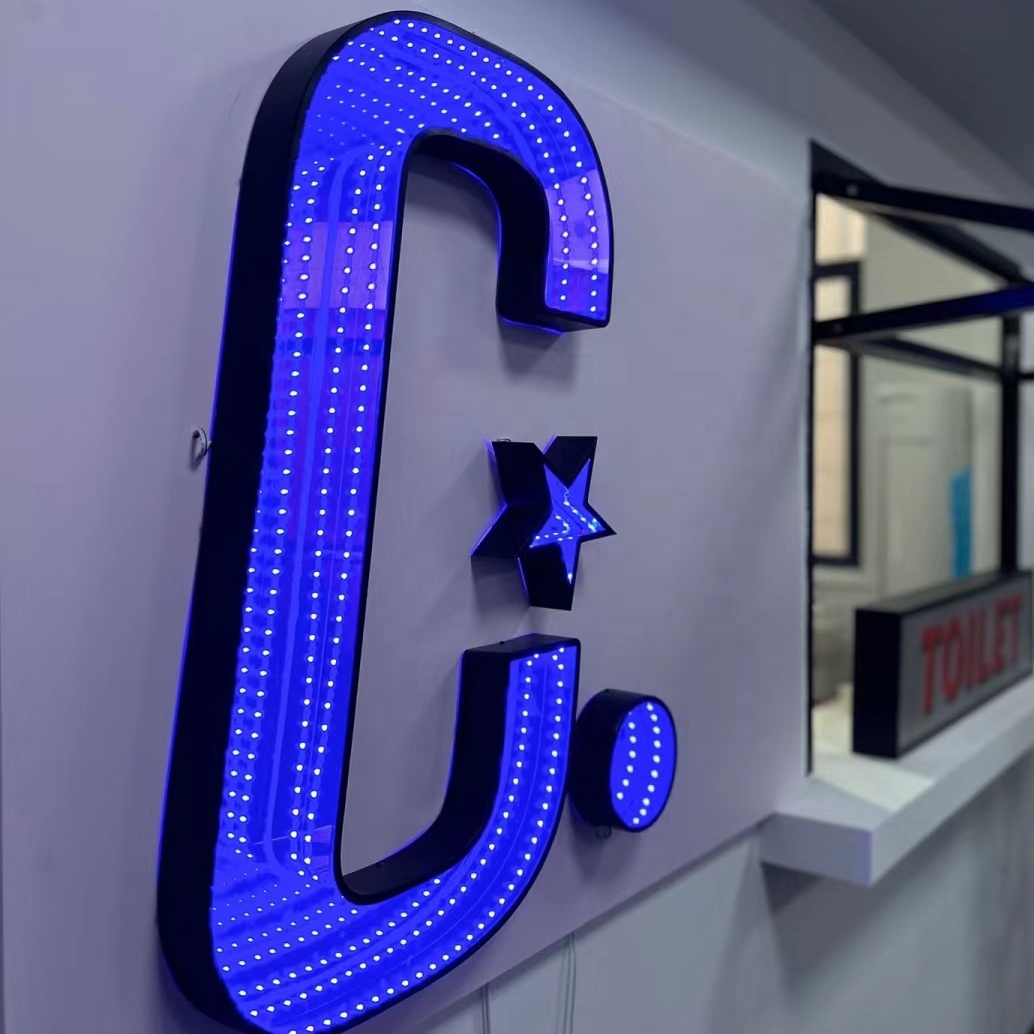3D Infinity Mirror LED Neon Sign Creative Tunnel Lamp Illuminated Tunnel Mirror Light for Home Party Shop Decor
