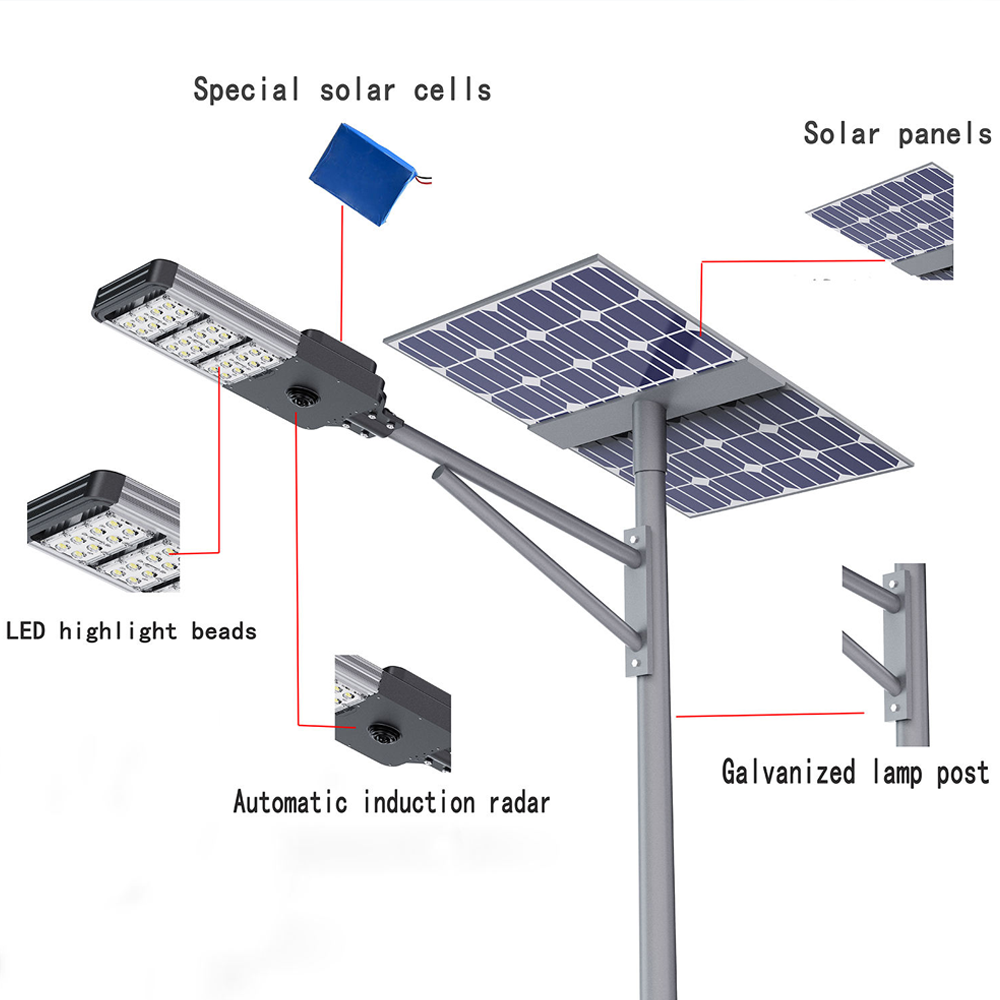 Hot Selling High Efficiency Split Type LED Solar Street Light Aluminum Waterproof Street Light for Road Garden Square Highway