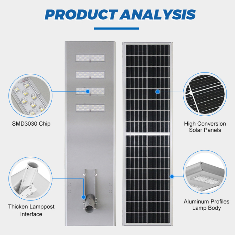 NanDe 2 Years Warranty Waterproof Ip65 60w 80w 120w Aluminum Highway Park All In One Led Solar Street Lights