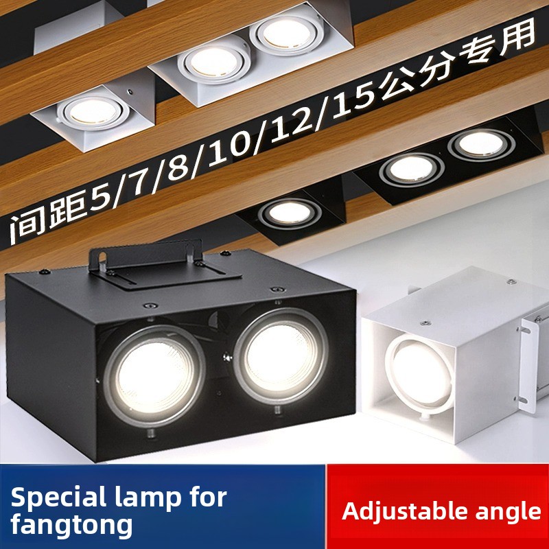 LED Aluminum Square Tube Double-Head Cylinder Spotlight COB Commercial Canopy Light for Ceiling and Shop