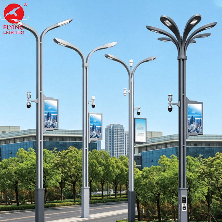 Factory Customized Smart Pole Street Light Pole Integrated HD Camera LED Display Screen Smart City Street Lamp Pole