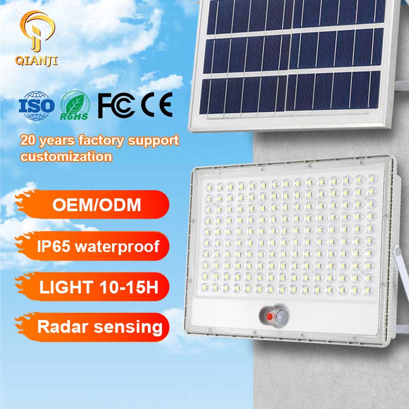 High Efficiency LED 100-600W IP65 Outdoor Solar Flood Light Waterproof with Radar Sensing Technology Durable for Outdoor Use