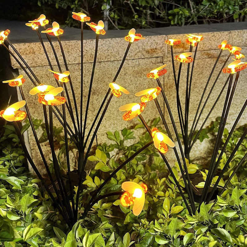 Solar Powered IP65 Waterproof LED Street Light Firefly Shaped Garden Pathway Decoration Ground Level Swaying Light Battery
