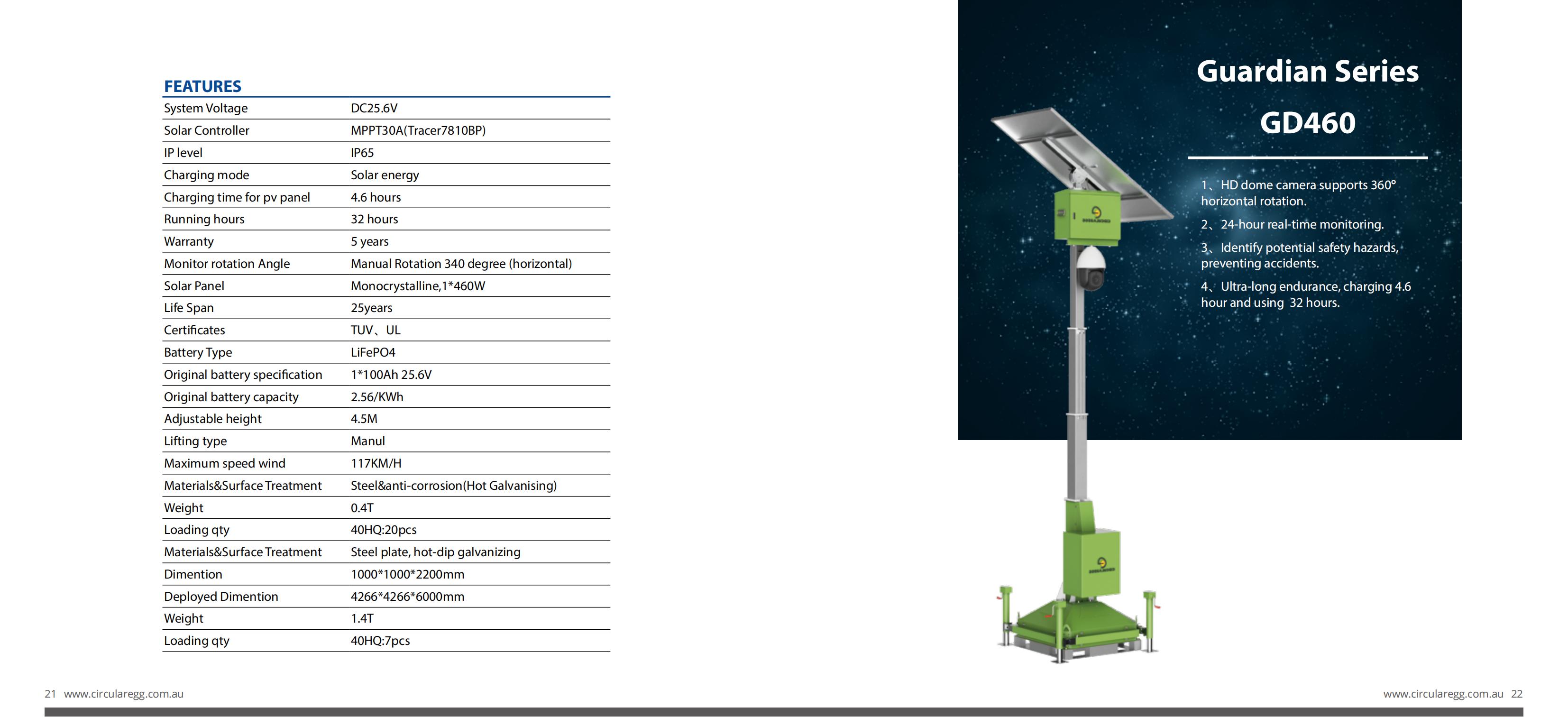 Solar Lighting Camera Illumination Tower CCTV System