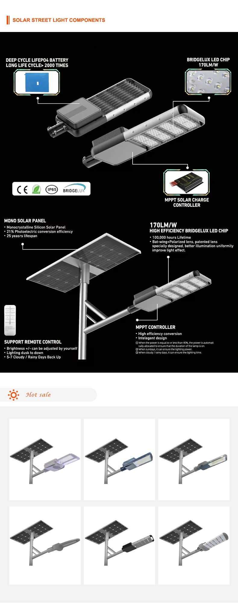 Outdoor Split Street Lamp All in Two Led Solar Street Light Detail 4