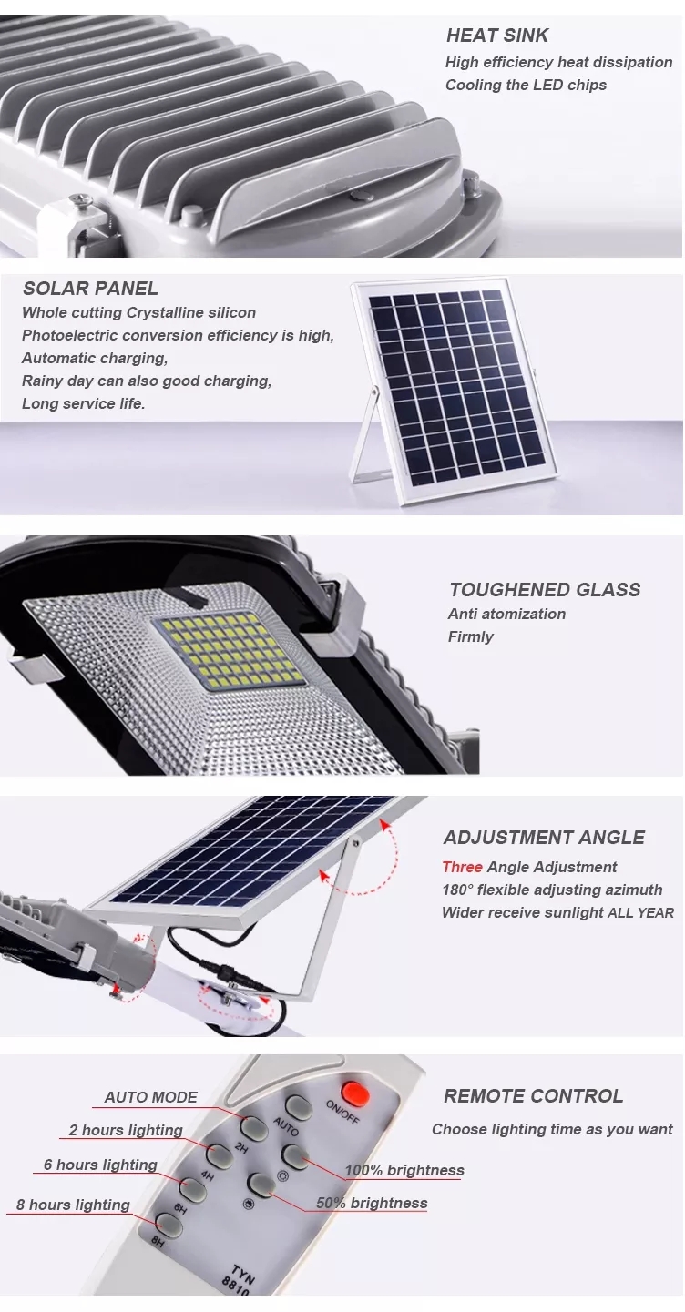 Integrated Solar Lamp Garden Home Town Die Casting Aluminum IP65 Good Heat Dissipation Led Split Solar Street Light