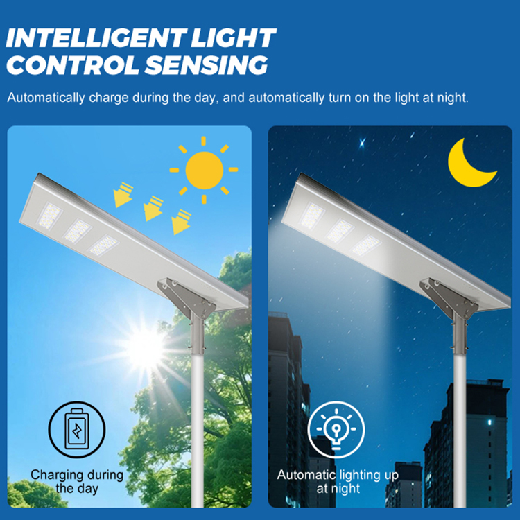 NanDe New Design Outdoor Parking Area Ip65 Waterproof 60w 80w 120w All In One Solar Powered LED Street Light