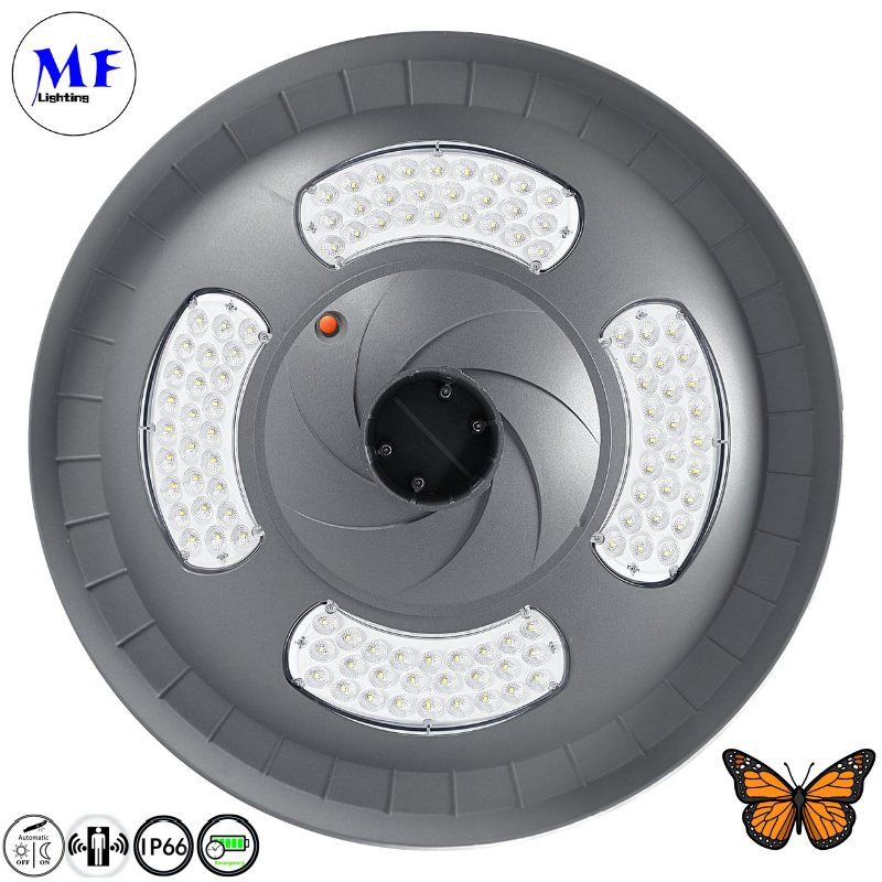 Factory Price IP65 Waterproof Pole Mounted All-in-One Solar Garden Lamp LED Solar Light with Fresnel Lens Sensor for Parking Lot Street Plaza
