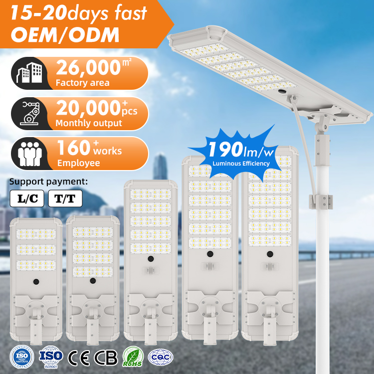 Support L/C Pay Integrated SKD Streetlight Aluminum 40w 50w 60w 80w 120w 150w 200w Outdoor All in One LED Solar Street Light