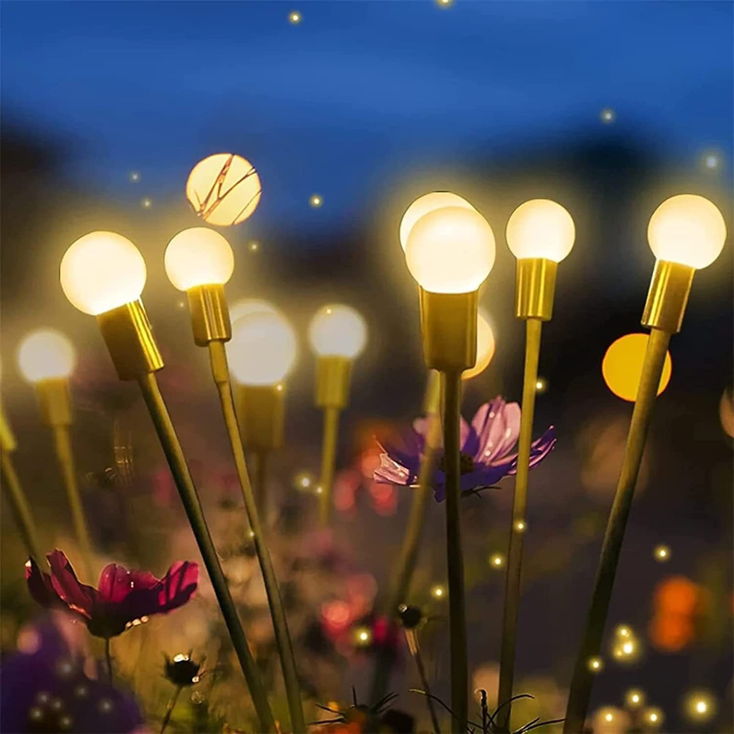 Solar Powered IP65 Waterproof LED Street Light Firefly Shaped Garden Pathway Decoration Ground Level Swaying Light Battery