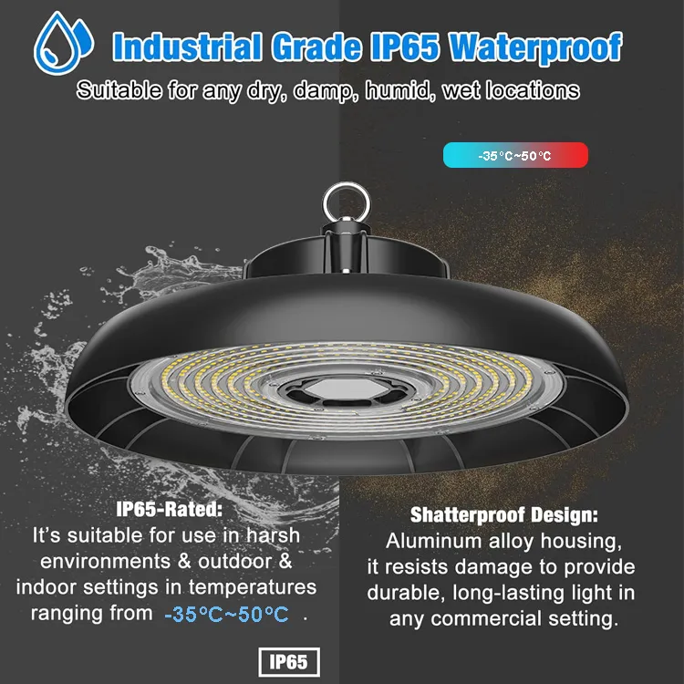 IP65 Dimmable Classic UFO 150W LED High Bay Lighting Round Indoor Industrial Warehouse Light with Sensor