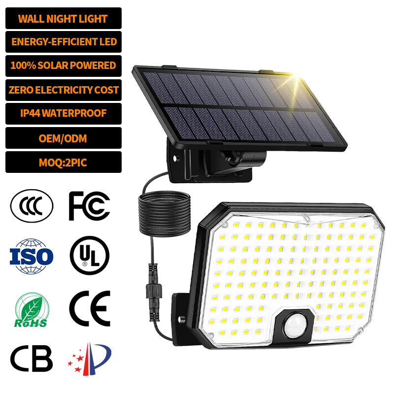 EGH High Quality Outdoor Solar Powered Garden Wall Lamp 124LED IP44 Waterproof Motion Sensor Solar Yard Wall Light