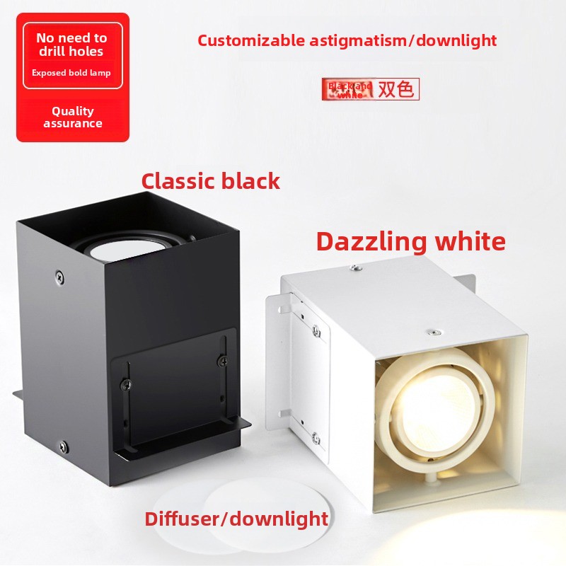 LED Aluminum Square Tube Double-Head Cylinder Spotlight COB Commercial Canopy Light for Ceiling and Shop