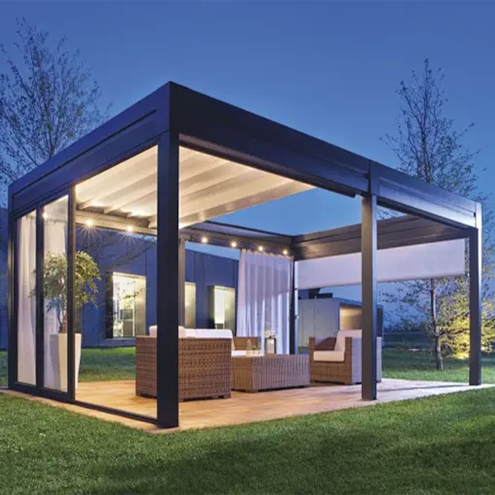 Garden Modern Bioclimatic Retractable Aluminium Profile Roof Awnings Shading Shade For Pergolas And Gazebos Outdoor