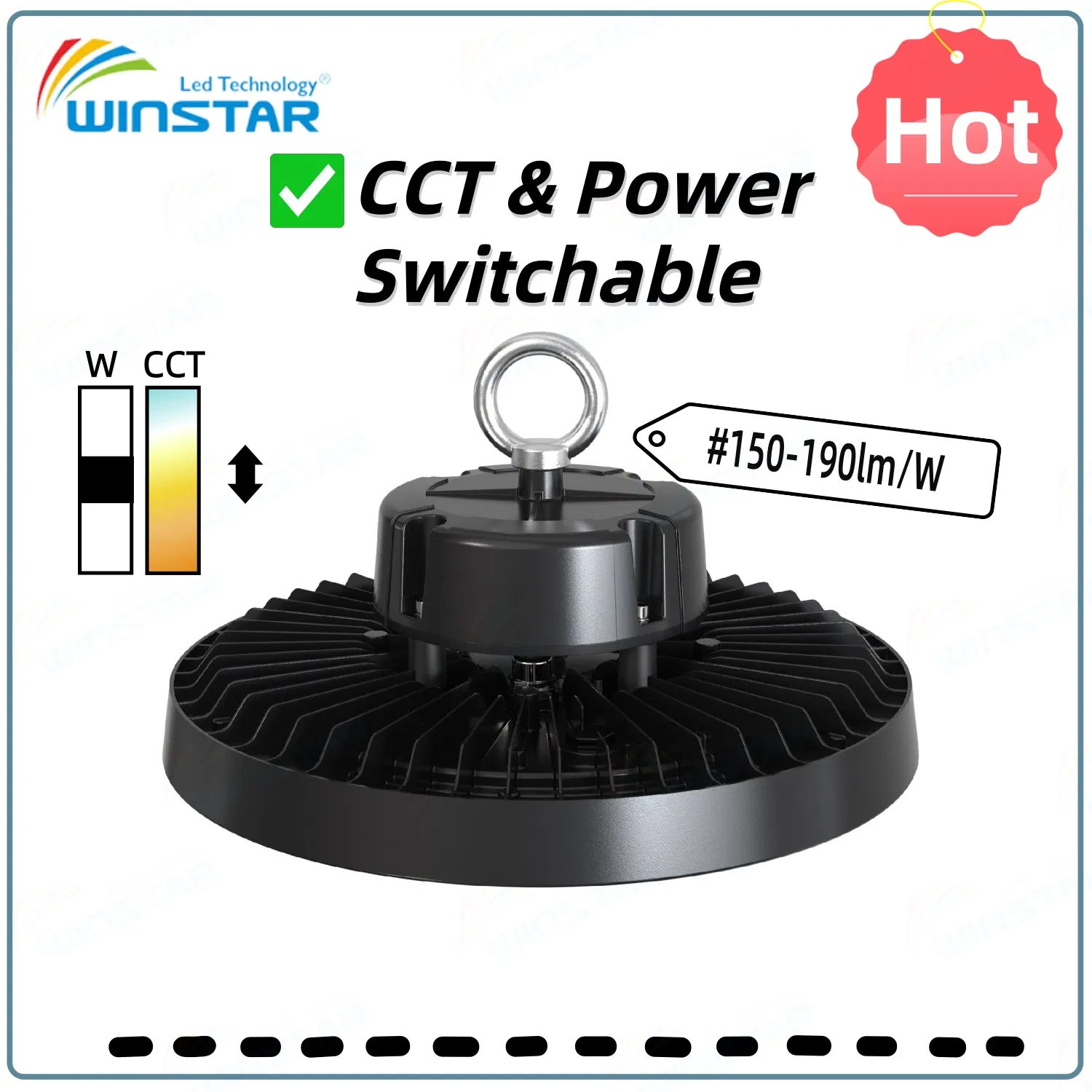 CCT Switchable Power Adjustable IP65 Warehouse UFO LED High Bay Light
