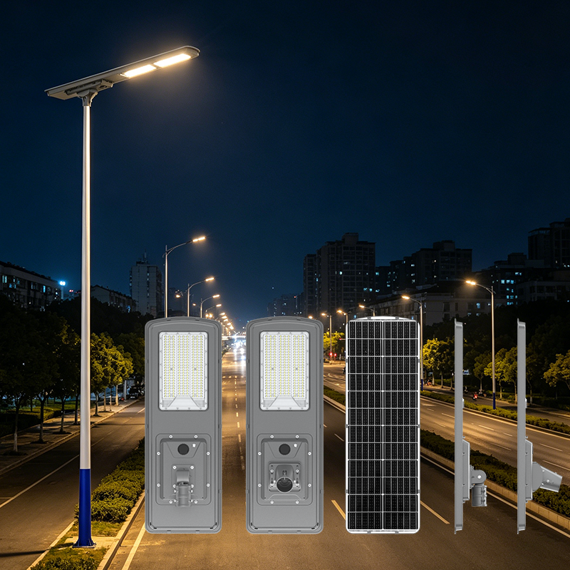 Custom IP66 High-lumen All-in-one Solar Street Lights with Monocrystalline Silicon Solar Panels for Residential Road Lighting
