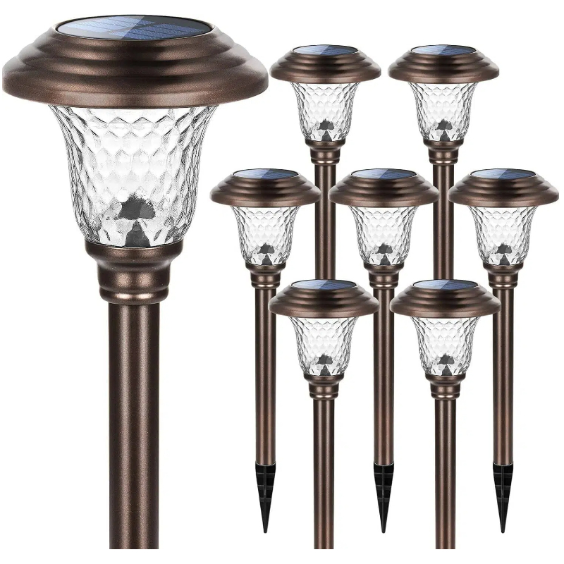 New Upgraded Monocrystalline Solar Garden Lights Auto On/Off Neutral White IP65 Waterproof 8-10 Hours Battery Life for Outdoor