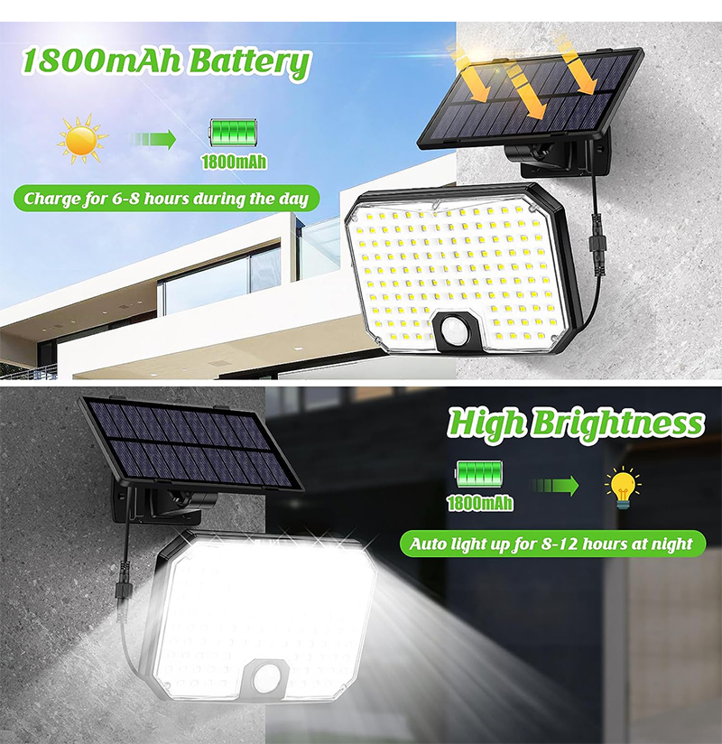 High Quality Outdoor Solar Powered Garden Wall Lamp 124LED IP44 Waterproof Motion Sensor Solar Yard Wall Light