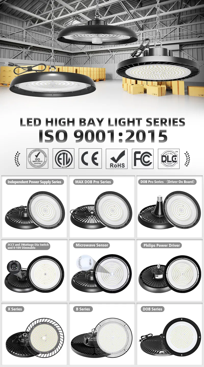 Super Bright 100W 150W 200W UFO LED High Bay Light Indoor Industrial Lighting LED Lamp for Garage Factory Workshop Warehouse