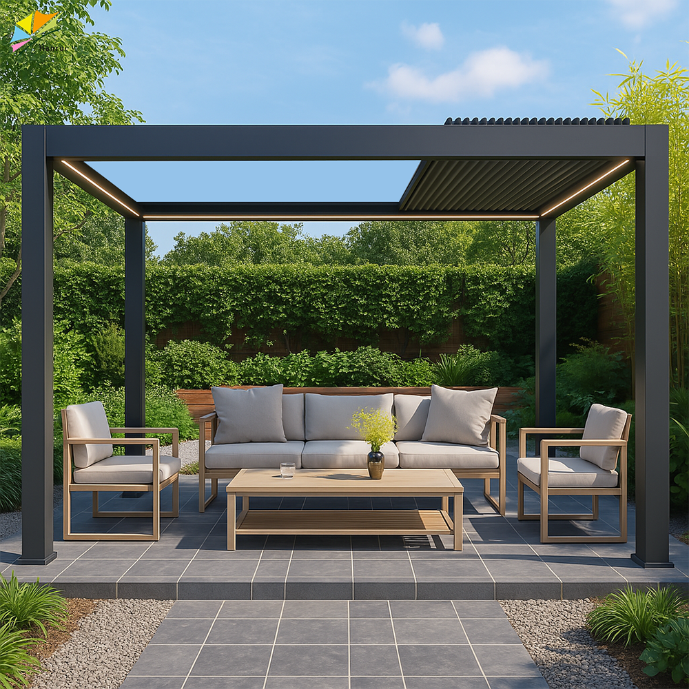Garden Modern Bioclimatic Retractable Aluminium Profile Roof Awnings Shading Shade For Pergolas And Gazebos Outdoor