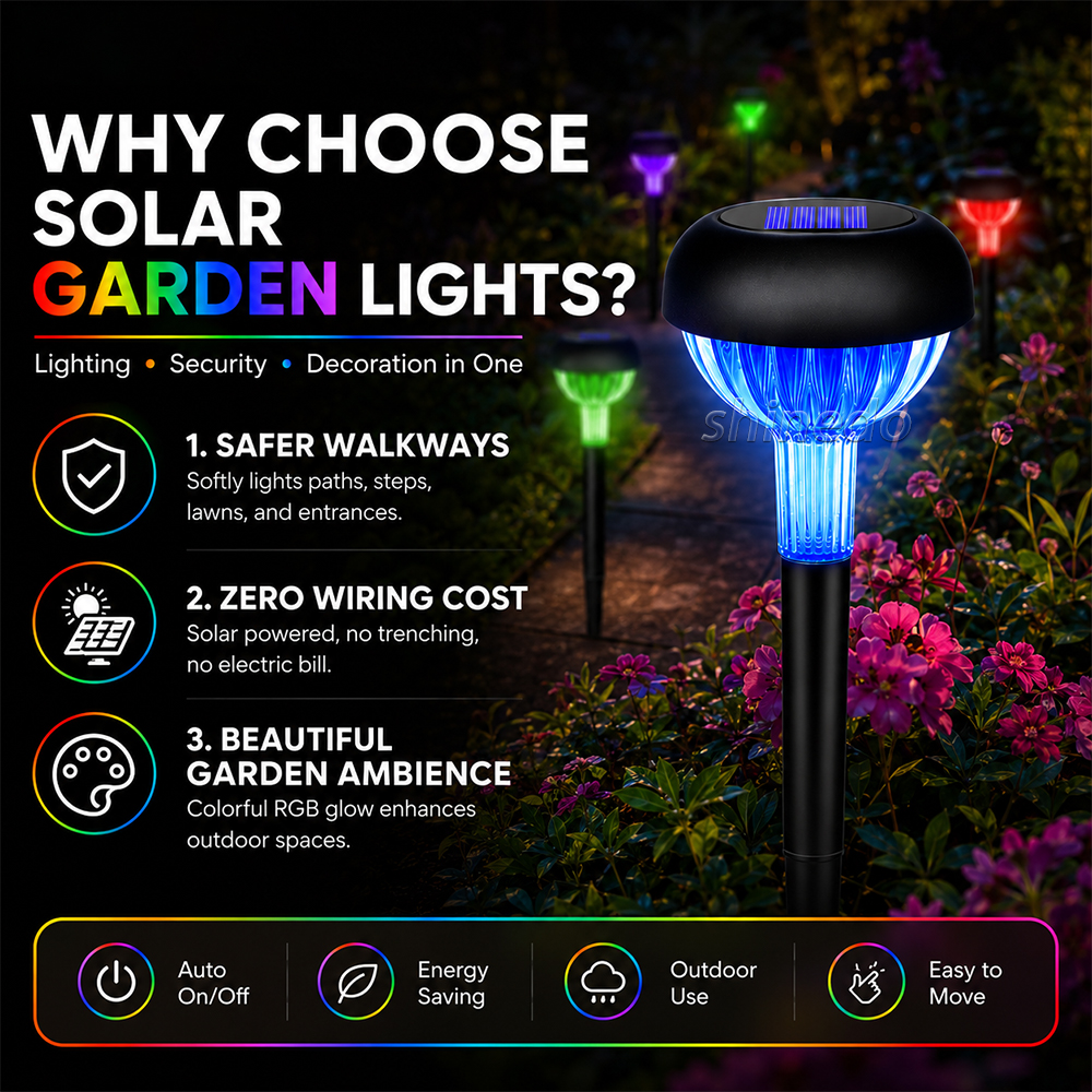 Outdoor Led Pathway Lamps Ultra Bright Atmosphere Landscape Light New Design Ip65 Waterproof Solar Stake Garden Lawn Light
