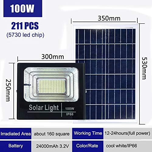 SLOER High Bright IP67 Waterproof Outdoor 100W Flood Solar Light LED Solar Panel Power ABS Remote Control Adjustable 3-Year
