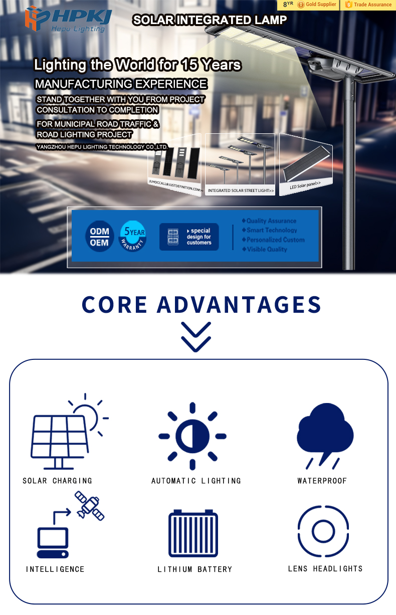 Solar Street Light All in One for City Road Lighting Project Manufacturer