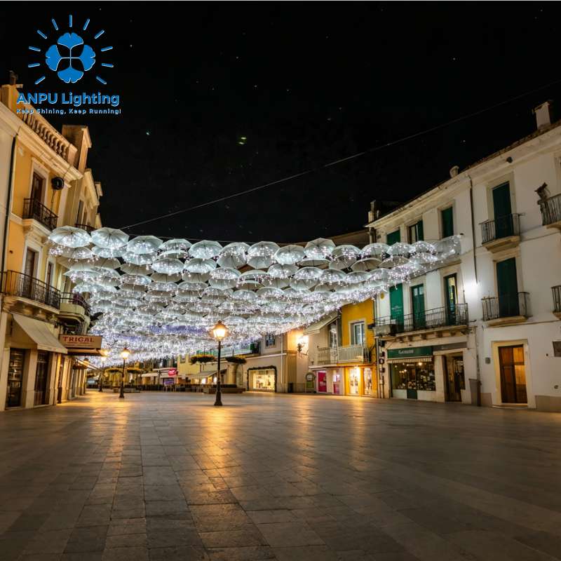 Anpu Illuminated RGB LED 100W Aluminum Umbrella String Light Canopy Decor IP65 High CRI 90 Outdoor Landscape Lighting Christmas