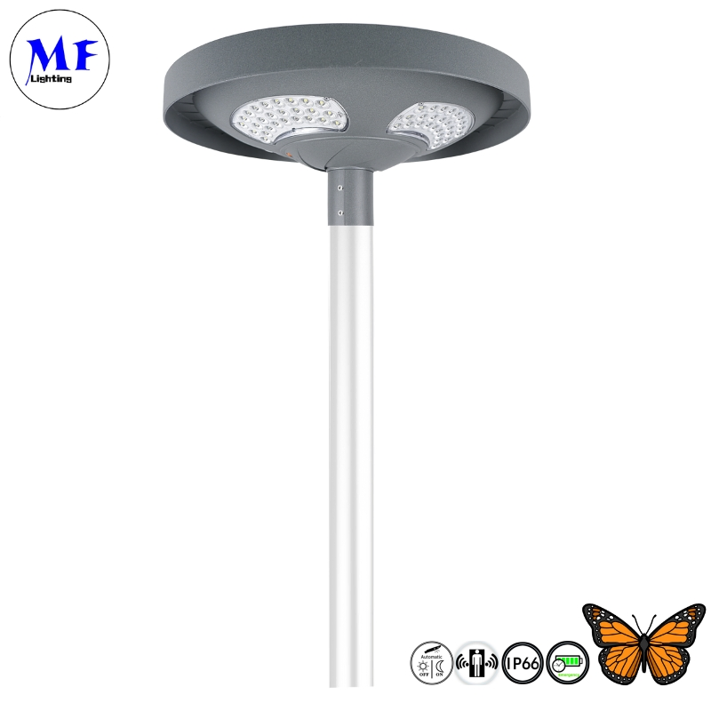 Factory Price IP65 Waterproof Pole Mounted All-in-One Solar Garden Lamp LED Solar Light with Fresnel Lens Sensor for Parking Lot Street Plaza